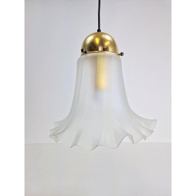 Metal Glass & Brass Pendant Lamp from Peill & Putzler For Sale - Image 7 of 12