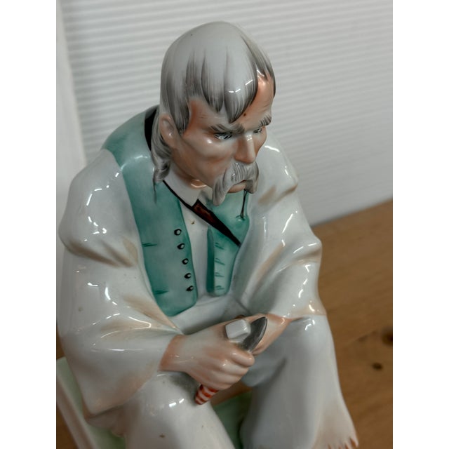 Zsolnay of Pecs, Hungary Man Whittling Figurine, Vintage For Sale - Image 10 of 12