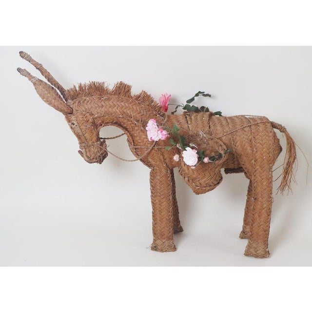 Spanish Hand-Woven Wicker Donkey, 1950s For Sale - Image 3 of 15