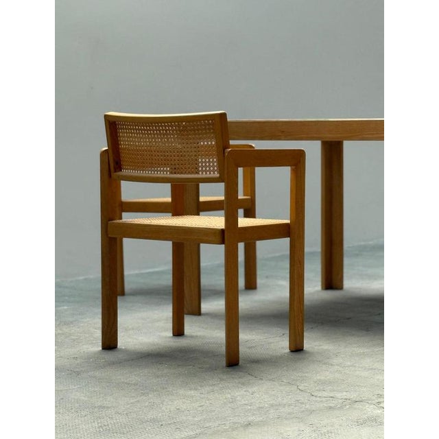 Dining Table and Chairs in Ash Wood and Rattan by Derk Jan De Vries for Maisa De Seveso, 1970s, Set of 5 For Sale - Image 3 of 18