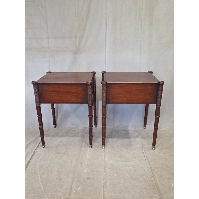 Antique Mahogany Federal Style Nightstands With Interior Slant Desk - A Pair For Sale - Image 17 of 18