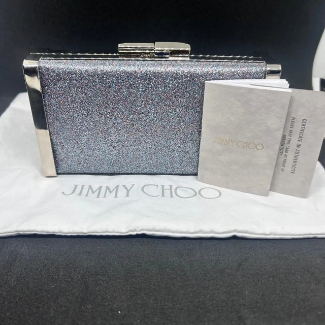Amazing Jimmy Choo Silver Fine Glitter Fabric and Metal