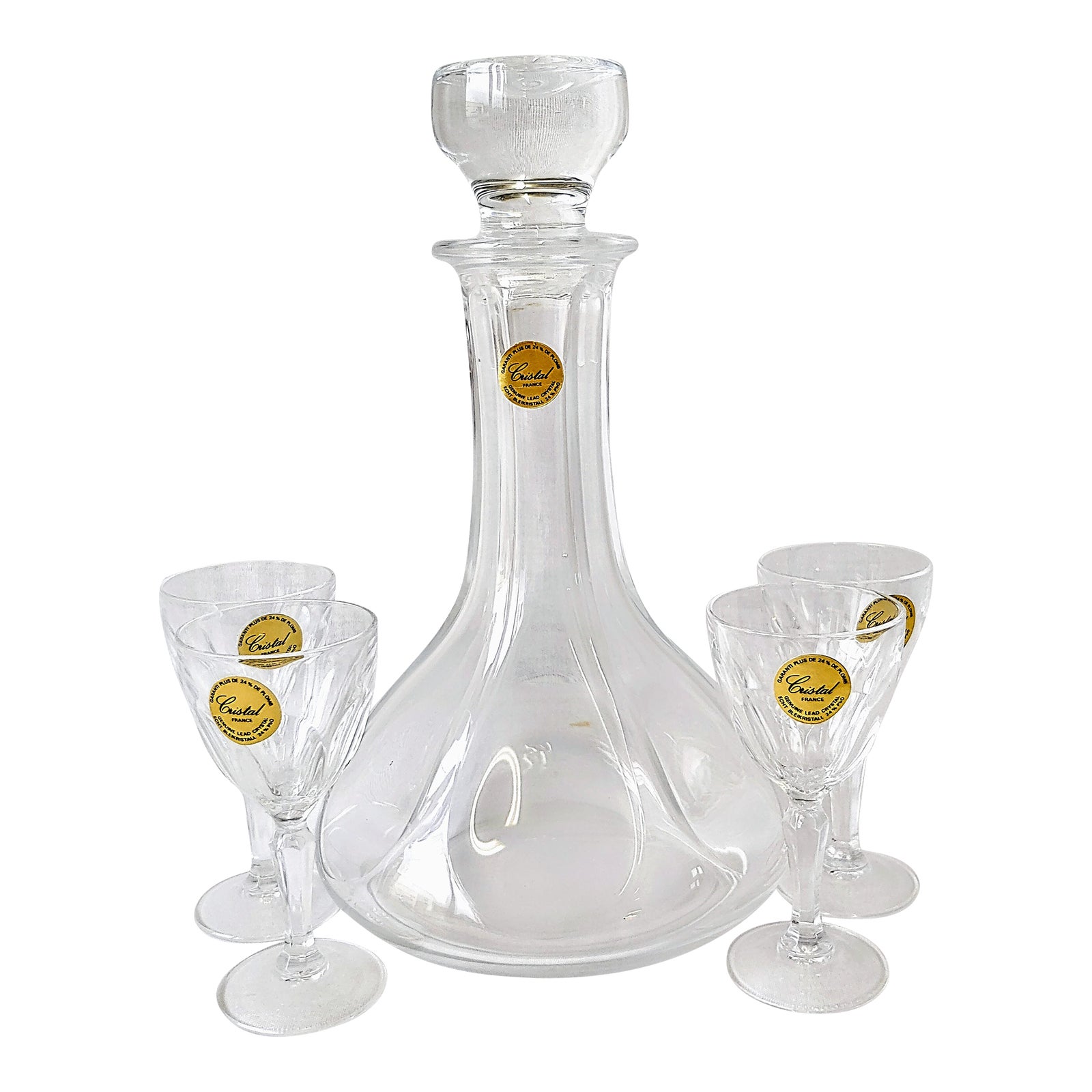 Vintage Lead Crystal Cordial Glasses and Decanter Set of 5 Chairish