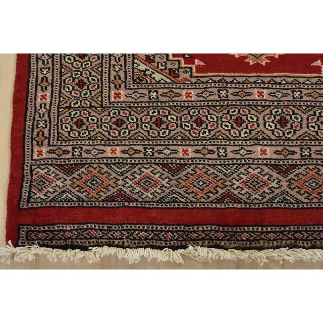 Bokhara Jaldar Rug 2’7” X 4’2” Red Wool Tribal Hand-Knotted Oriental Carpet For Sale In Philadelphia - Image 6 of 9