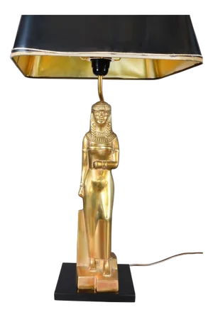 Art Deco Style Egyptian Revival Bronze Female Table Lamp, 1970s