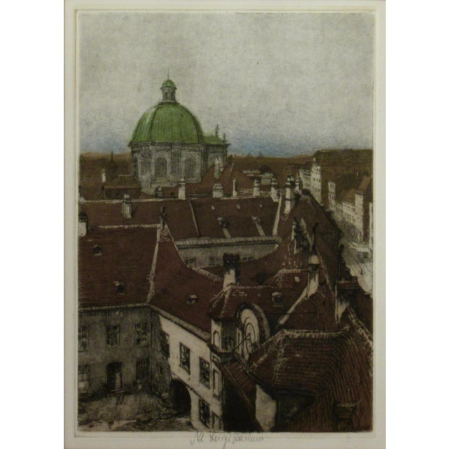 This artwork "City Scene" c.1930 is a color etching by Austrian artist Luigi Kasimir 1881-1962. It is hand signed by the...