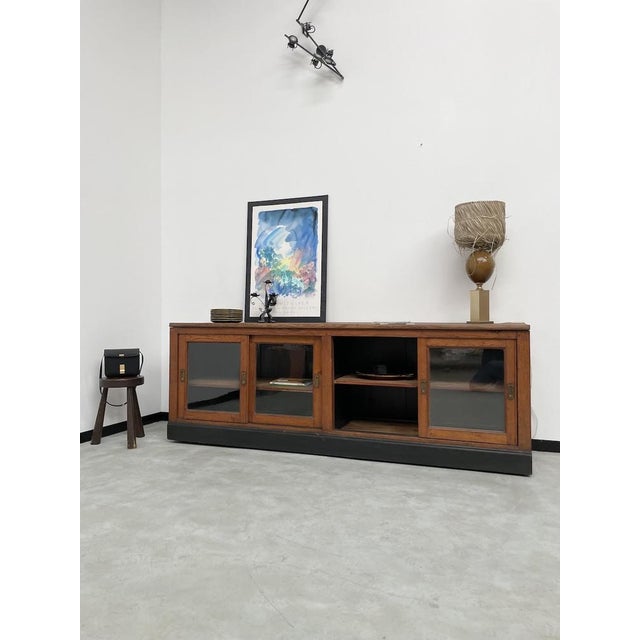 Oak Sideboard with Glass Doors, 1950s For Sale - Image 6 of 18
