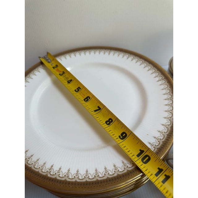 1990s Paragon"ATHENA" Pattern 31pc Dinner Set White and Gold Colors With Banded Border Gold Scrollwork For Sale - Image 14 of 16
