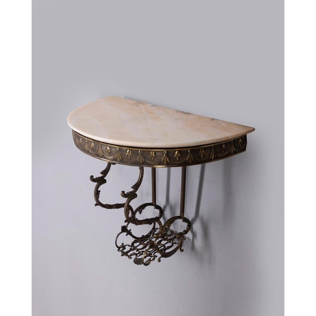 Vintage Console Table in Brass and Marble, Italy, 1950s For Sale - Image 12 of 12