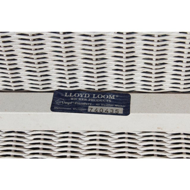 1980s Lloyd Loom Wicker Side Tables With Glass Tops—A Pair For Sale - Image 16 of 18