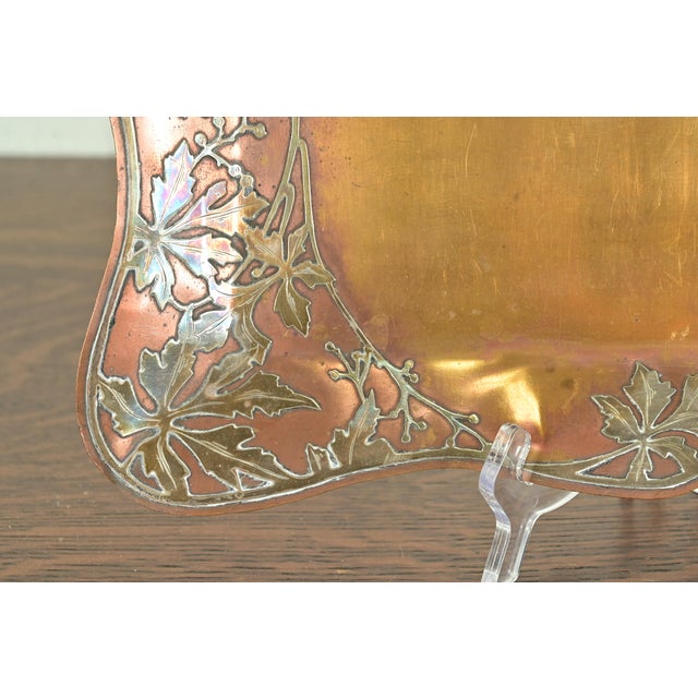 Early 20th Century Heintz Style Arts & Crafts Sterling Silver on Bronze Serving Tray For Sale - Image 5 of 9