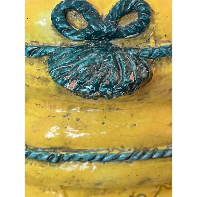 Vintage Italian Majolica Trompe L’Oeil Lemon Yellow Garden Seat Stool For Sale - Image 17 of 17