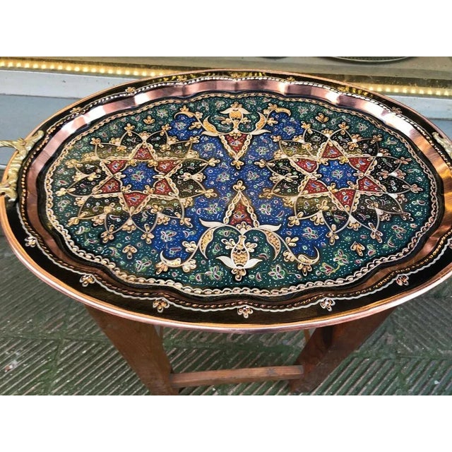 Metal Hand Carved Breakfast Tray with Handles For Sale - Image 7 of 11