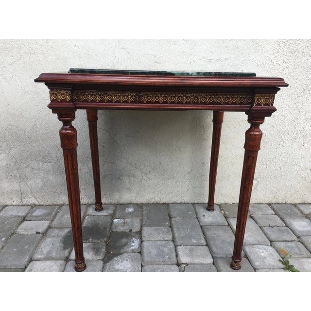 Metal Louis XVI Style Marble, Brass & Wood Coffee Table, 1980s For Sale - Image 7 of 18