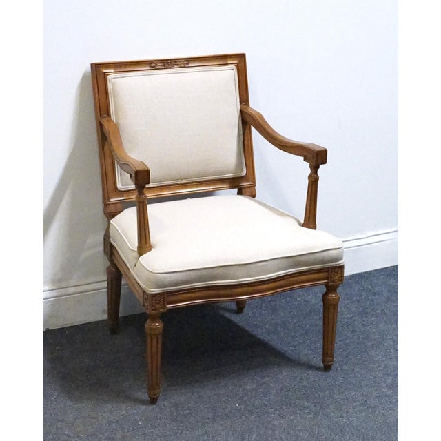 High End Vintage Solid Cherry Italian Neoclassical Tuscan Style 24" Accent Arm Chair For Sale - Image 4 of 9