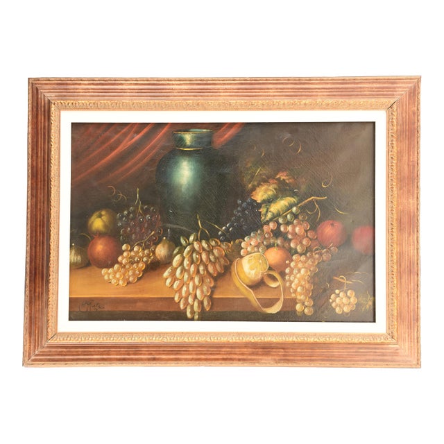1990s Still Life With Grapes and Urn,Peter Ruta (German, 1918-2016) For Sale