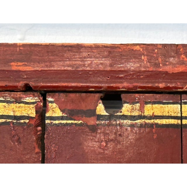 Pair of Distressed Antique Chinese Hand Painted Wooden Panels For Sale - Image 11 of 13