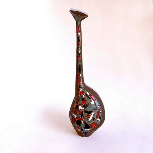 Mid-Century Italian Ceramic Vase by Roberto Rigon For Sale - Image 6 of 8