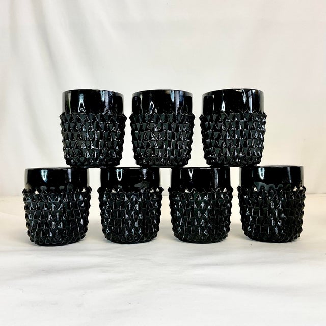 Glass 1940s Vintage Art Deco Indiana Glass Black Diamond Point Tiara Bar Set - 9 Pieces For Sale - Image 7 of 12