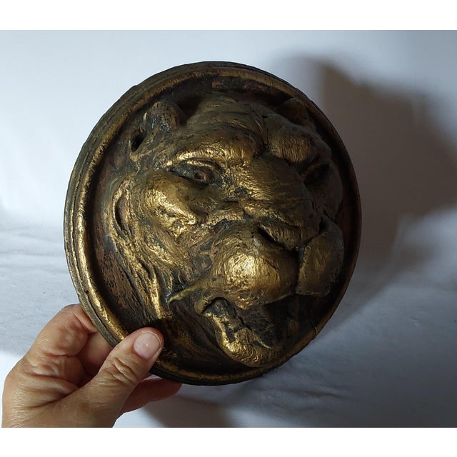 Wood Antique 19thC Carved Architectural Lion Medallions, Gothic Plaques For Sale - Image 7 of 16