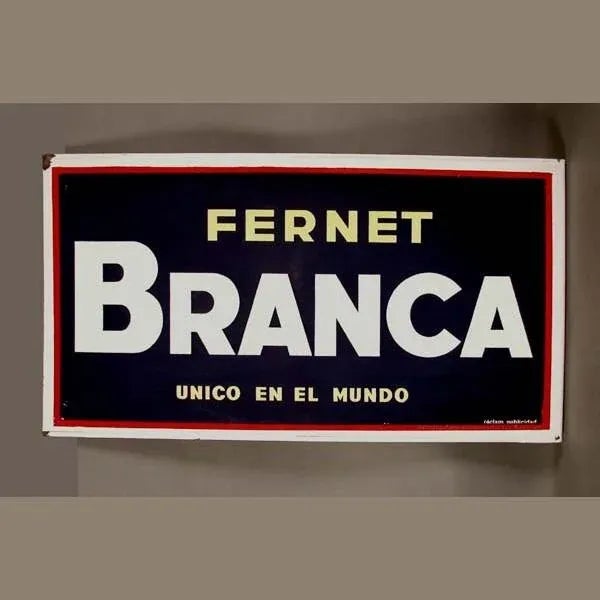 Spanish Fernet Branca Enameled Metal Billboard For Sale - Image 4 of 4