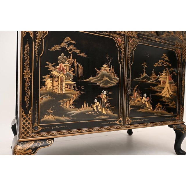 Antique Lacquered Chinoiserie Cabinet, 1900 For Sale - Image 12 of 15