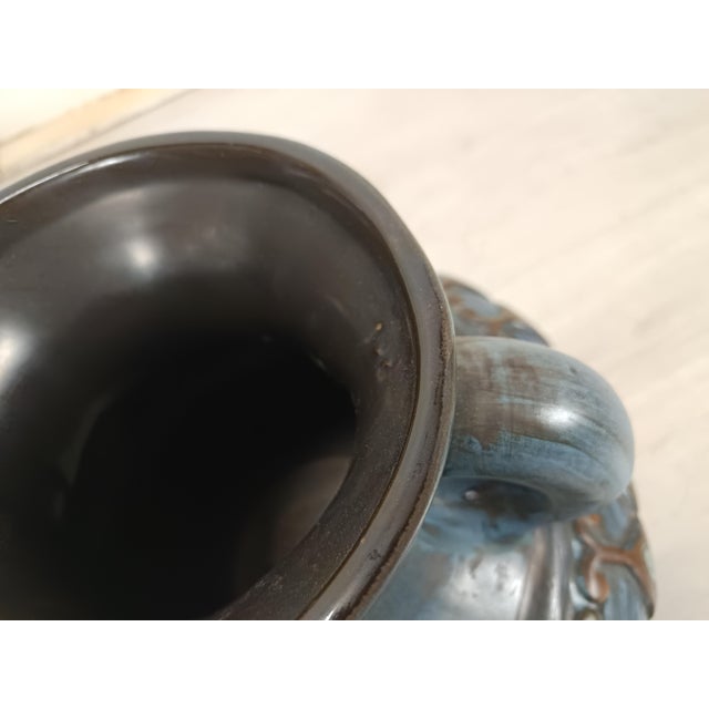 Blue Vintage Ceramic Vase from Jean De Lespinasse, 1950s For Sale - Image 8 of 13