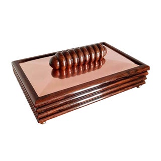 Art Deco Rosewood & Copper Box, 1930s For Sale