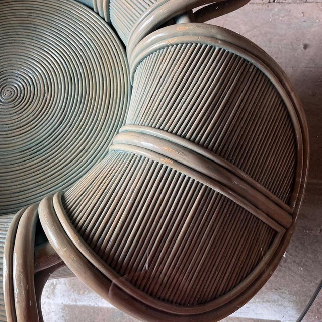 Italian Bamboo Flower Table with Glass Top, 1970s For Sale - Image 6 of 10