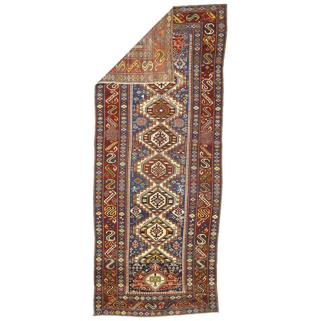 Antique Caucasian Shirvan Rug 3'9" x 8’11”. Eastern Caucasian, west Caspian Caucasian rugs, primarily scatters, in...
