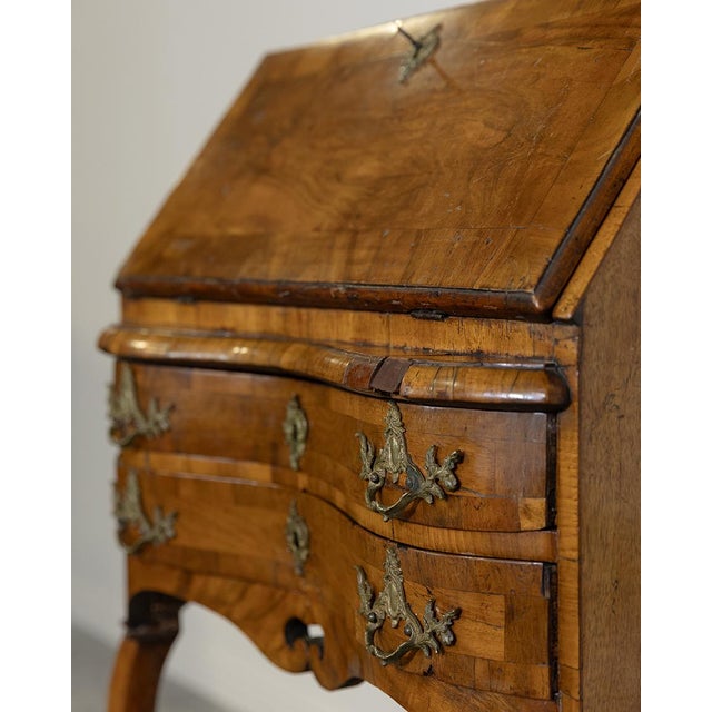 19th Century Louis XV Burled Walnut Secretary Desk For Sale - Image 9 of 9