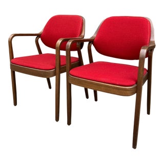 Pair of Red Don Pettit Chairs for Knoll Red For Sale