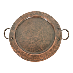 Roycroft Arts & Crafts Hammered Copper Handled Large Serving Tray, Circa 1920s