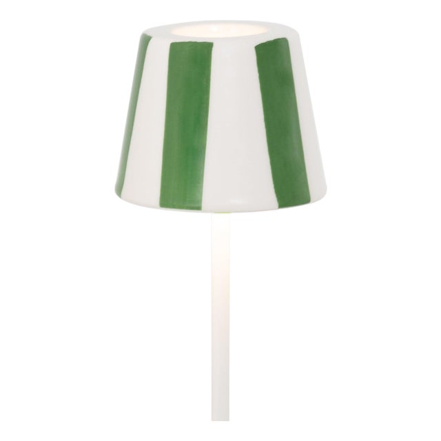Zafferano Ceramic Green Striped Shade for Poldina Micro Lido Lamp For Sale