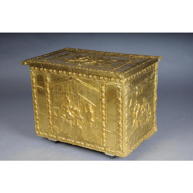 Antique Dutch Chest in Gilt Brass, 19th Century For Sale - Image 3 of 13