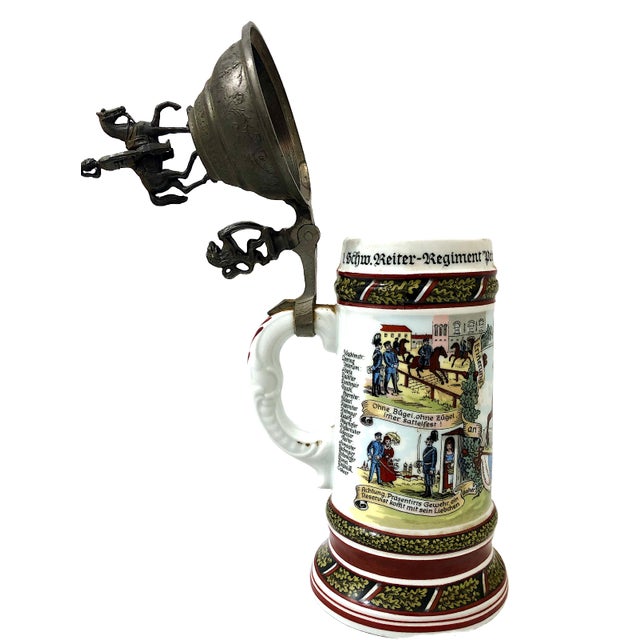 Commemorative Early 20th-Century German Reservist Stein in Porcelain and Pewter For Sale - Image 14 of 18