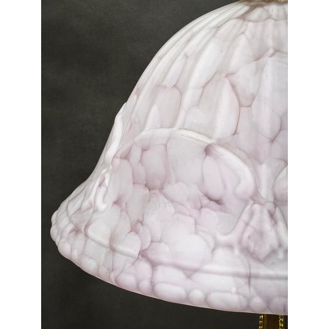 Black Art Nouveau French Brass, Marble and Opaline Glass Table Lamp, 1920s For Sale - Image 8 of 12