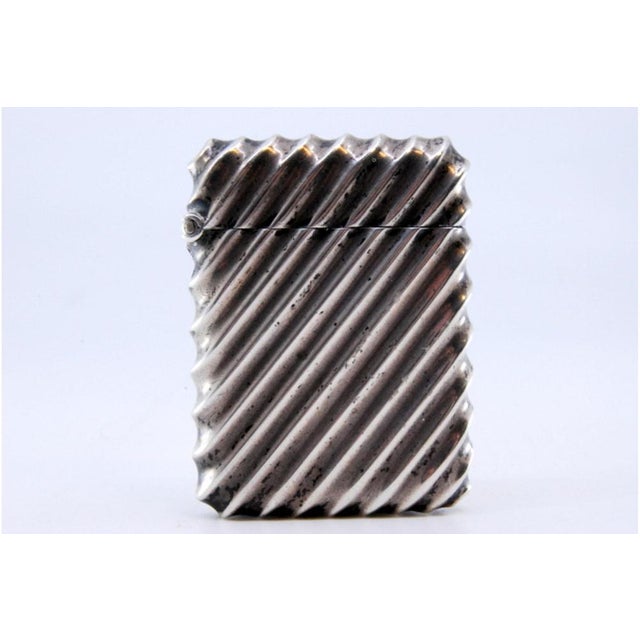 Silver Matchbox with Diagonal Fluted Reliefs For Sale - Image 6 of 10