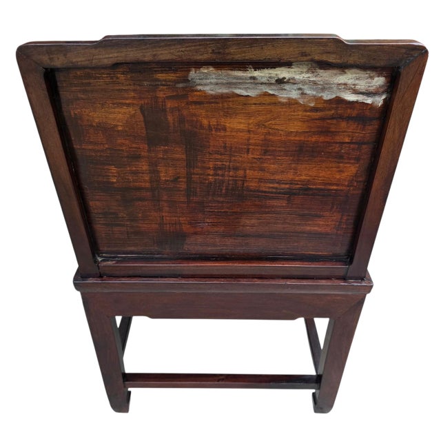Wood Antique Late Qing Chinese Hongmu Scholar’s Chair With Carved Bird, Poetic Inscription and Openwork Scroll Supports, Circa 1880–1910 For Sale - Image 7 of 16