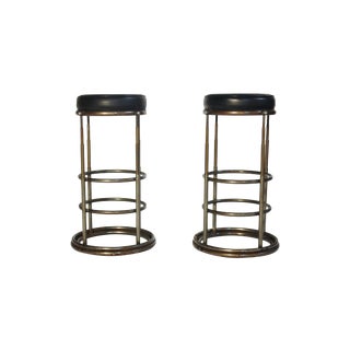 Machine Age Industrial Bar Stools - A Pair For Sale