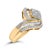 Contemporary 14K Yellow Gold 1.0 Cttw Baguette & Brilliant-Cut Diamond Round Floral Cluster Engagement Ring with Swirl Wrapped Triple Row Band - Size 6-3/4 For Sale - Image 3 of 7