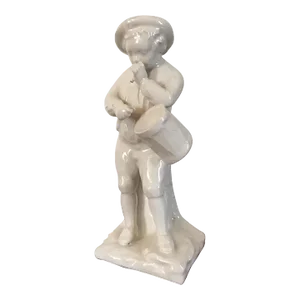 18th Century English Staffordshire White Pearlware Figure of a Drummer or Musician