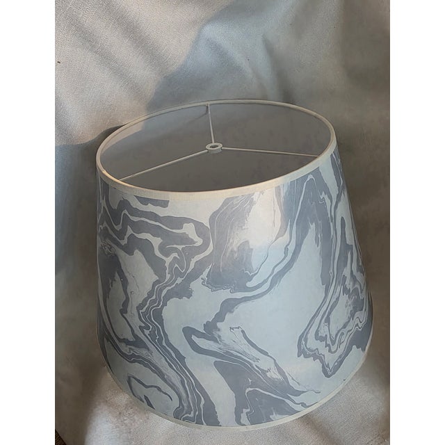 Paper lampshade in a soft gray and off white marbled paper from Vaughan Designs New and in perfect condition Top diameter...