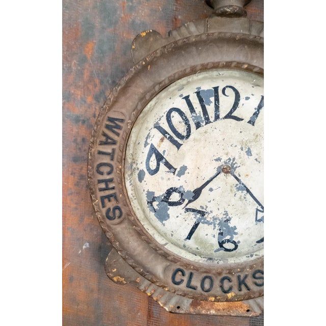 Early 20th Century Folk Art Advertising Clock Form Trade Sign For Sale - Image 4 of 13