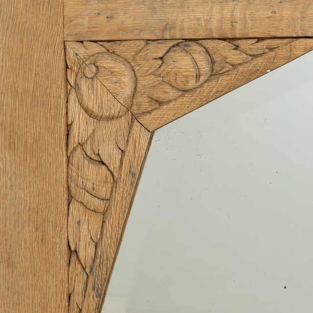 Circa 1920 French Art Nouveau Natural Wood Wall Mirror, Tall Format For Sale - Image 4 of 8