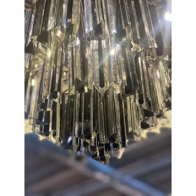 Transparent and Black Triedro Murano Glass Chandelier by Simong For Sale - Image 3 of 10