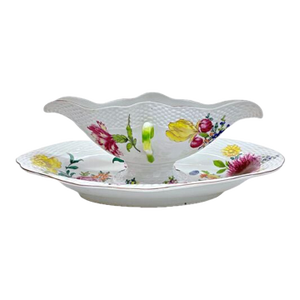 Antique Porcelain Floral Gravy Boat