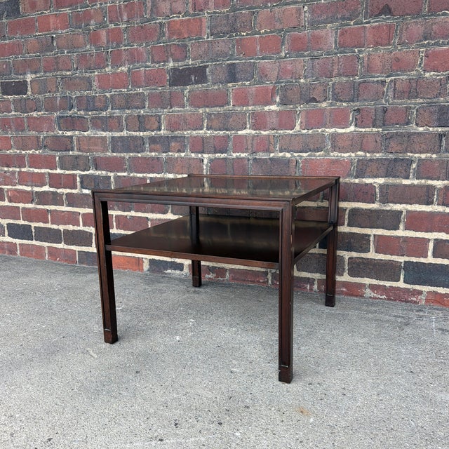 Mid-Century Modern Edward Wormley for Dunbar Mid-Century Modern Mahogany Side Table With Lower Shelf For Sale - Image 3 of 9