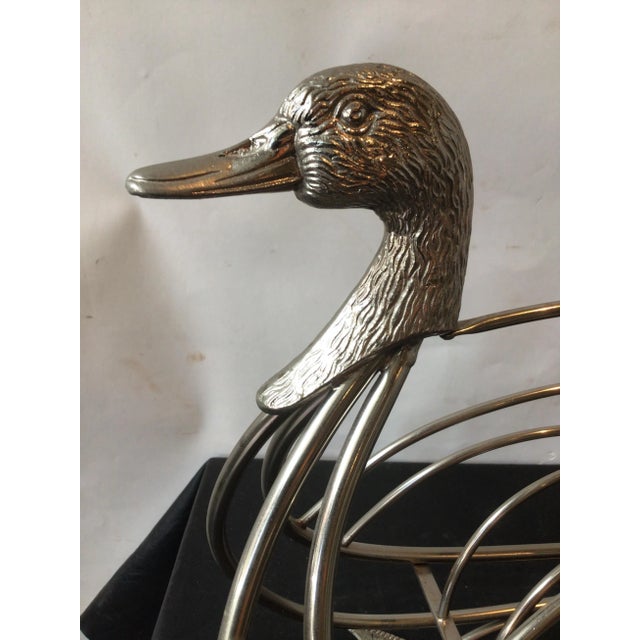 Metal 1960s, Maison Jansen Style Italian Chrome Swan Magazine Rack For Sale - Image 7 of 10