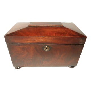 19th Century Mahogany Tea Caddy For Sale
